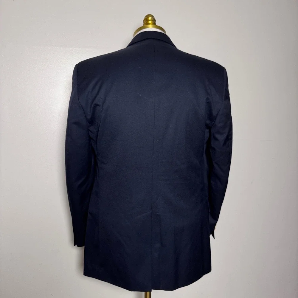 Brooks Brothers Blazer Mens 40R Navy Blue Solid Gold Crest Buttons Wool 346 - Picture 4 of 6